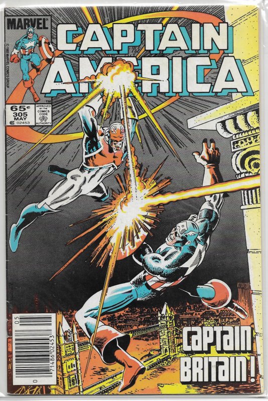 Captain America   vol. 1   #305 VG Carlin/Neary, Captain Britain