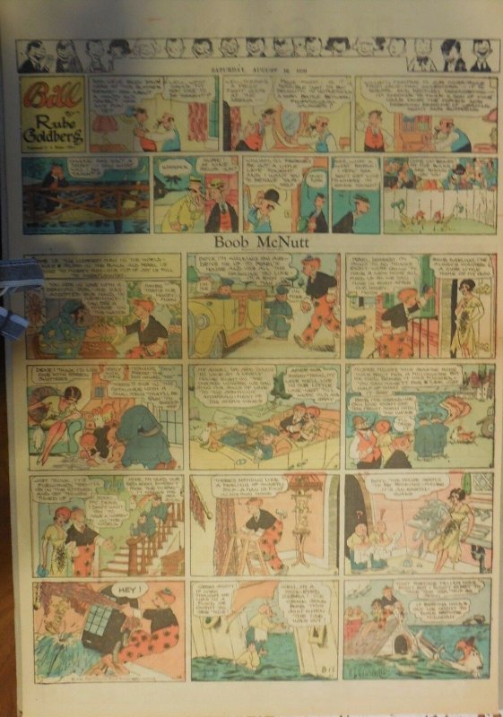 Boob McNutt Sunday by Rube Goldberg from 8/17/1930 Large Rare Full Page Size!