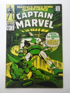 Captain Marvel #3 (1968) Mono-Color Cover! Sharp VF- Condition!