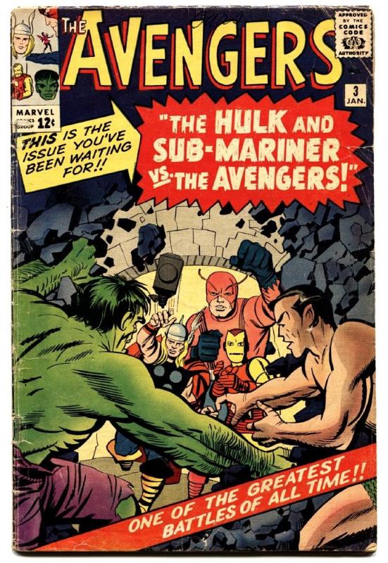 AVENGERS #3 1963-MARVEL Silver-Age comic book HULK-IRON MAN