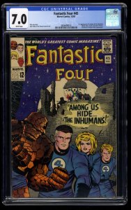 Fantastic Four #45 CGC FN/VF 7.0 White Pages 1st Inhumans!