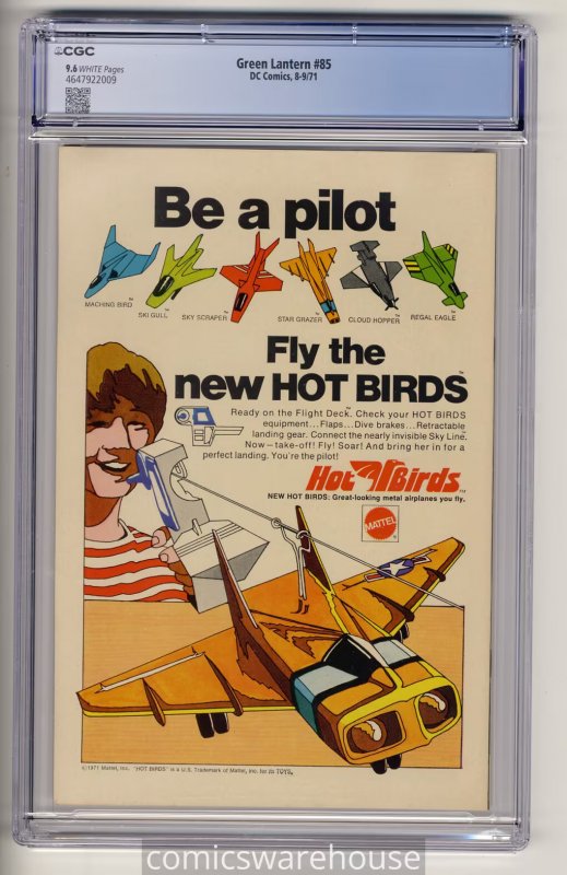 GREEN LANTERN #85 (DC 9/71) CGC 9.6 SPEEDY DRUG ISSUE WHITE PAGES