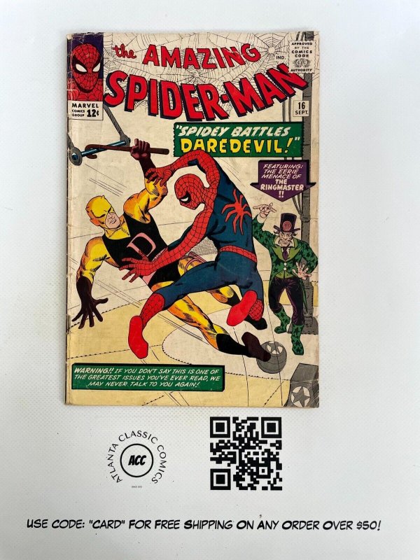 The Amazing Spider-Man # 16 VG Marvel Silver Age Comic Book Daredevil 14 J890