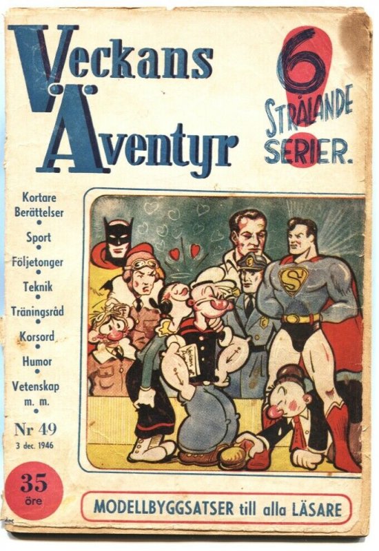 VECKANS AVENTYR #49-1946-SUPERMAN-BATMAN-PENGUIN-POPEYE-JUNGLE JIM