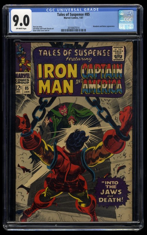 Tales Of Suspense #85 CGC VF/NM 9.0 Off White Mandarin Batroc Iron Man!