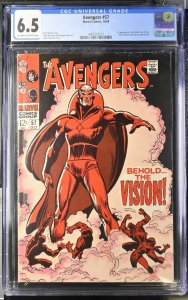 Avengers 57 Cgc 6.5 Ow/w Pages Marvel 1968 1st Vision