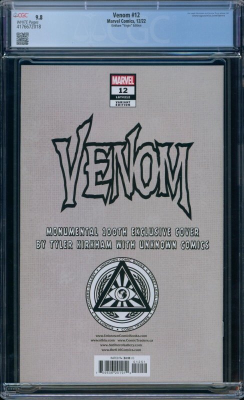Venom #12 CGC 9.8 Tyler Kirkham Virgin Variant