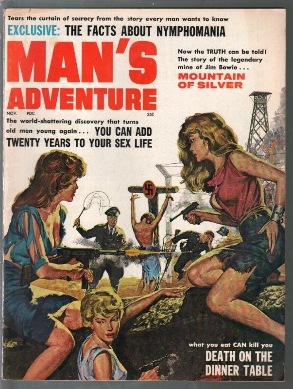 Man's Adventure 11/1964-Nazi torture cover-bondage-cheesecake pix-FN+ 