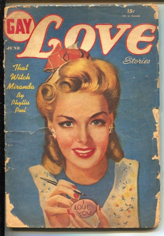 Gay Love Stories 6/194o-Columbia-pulp fun-pin-up girl cover-That Witch Miranda-G