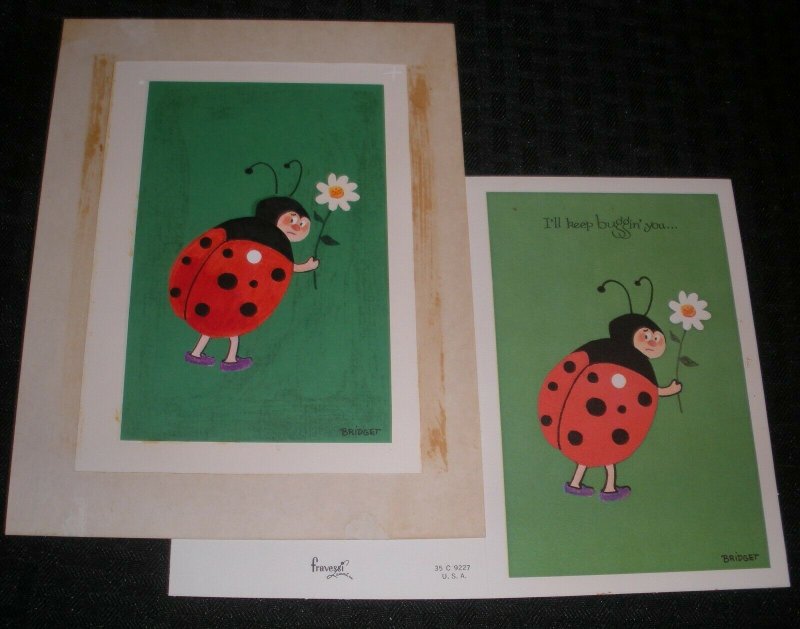 GET WELL SOON Ladybug Keep Bugging You 6.5x8 Greeting Card Art #9227 w/ 1 Card