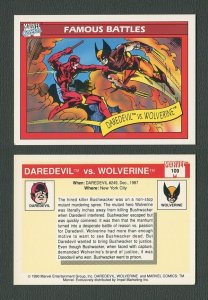 1990 Marvel Comics Card  #109 (Daredevil vs Wolverine)  NM-MT