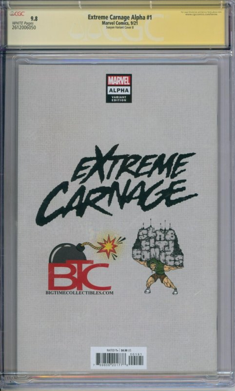 Marvel Comics Extreme Carnage Alpha #1 CGC Signature Series 9.8 Signed By Suayan