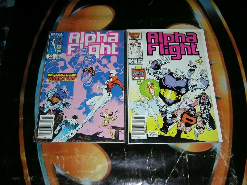 ALPHA FLIGHT (Marvel Comics), 32-126, 1986-1993, 19 diff  