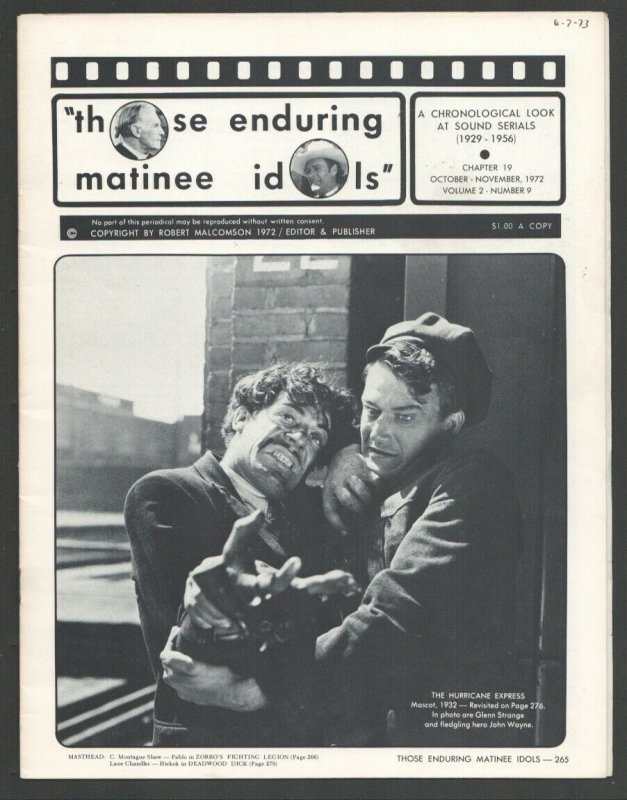 Those Enduring Matinee Idols #19 10/1972-Movie serial fanzine-Film images-art...