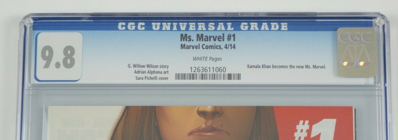 Ms. Marvel #1 CGC 9.8 origin of kamala khan - marvel comics 2014 1st print 