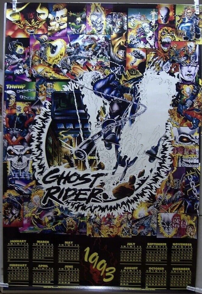 Ghost Rider 1993 Glow-in-the-dark Collage Calendar Poster (Marvel ...