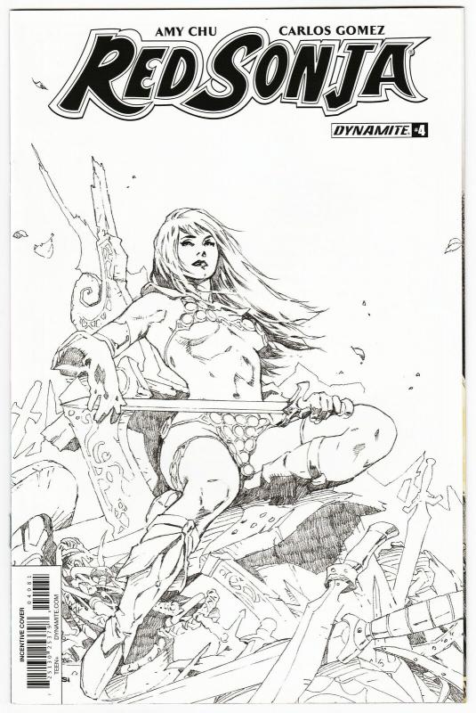 Red Sonja #4 RI 1:30 Rubi B&W Variant (Dynamite, 2017) NM