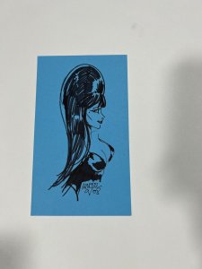 Anna Maria Original Art Sketch Elvira Sharpie 5x8.5 Blue Paper