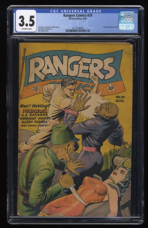 Rangers Comics #24 CGC VG- 3.5 Off White Bondage Torture Cover!