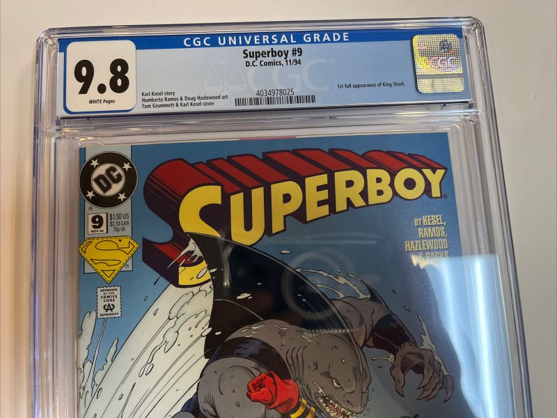Superboy (1994) # 9 (CGC 9.8 WP) 1st App King Shark