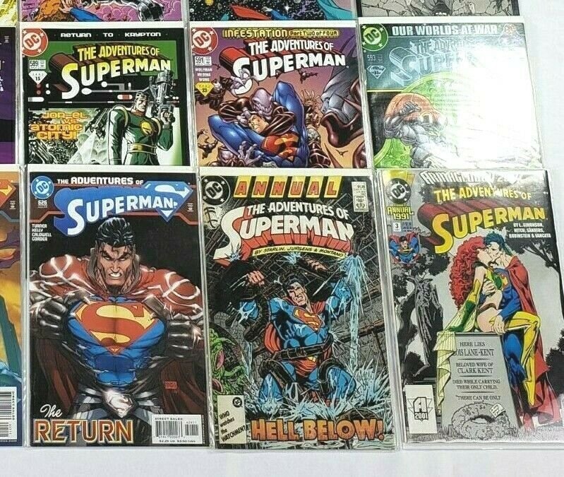 Adventures of Superman 24 issue Mixed Lot DC Comics 1989-2004 w/ Keys & Annuals