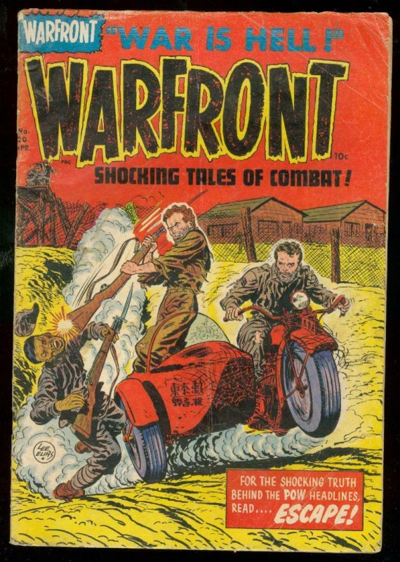 WARFRONT #20 1954-LEE ELIAS MOTORCYCLE COVER-POW G/VG