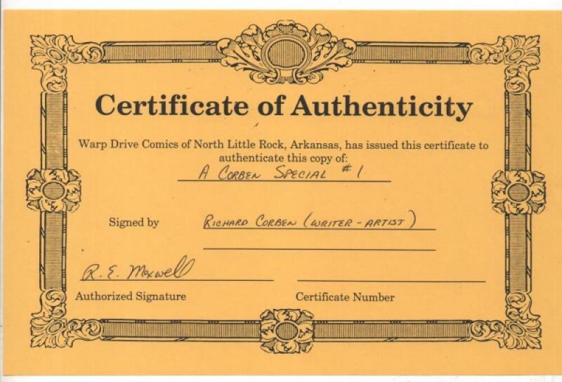 Signed Richard Corben, CORBEN SPECIAL #1, VF, 1984, w/ COA, Pacific comics