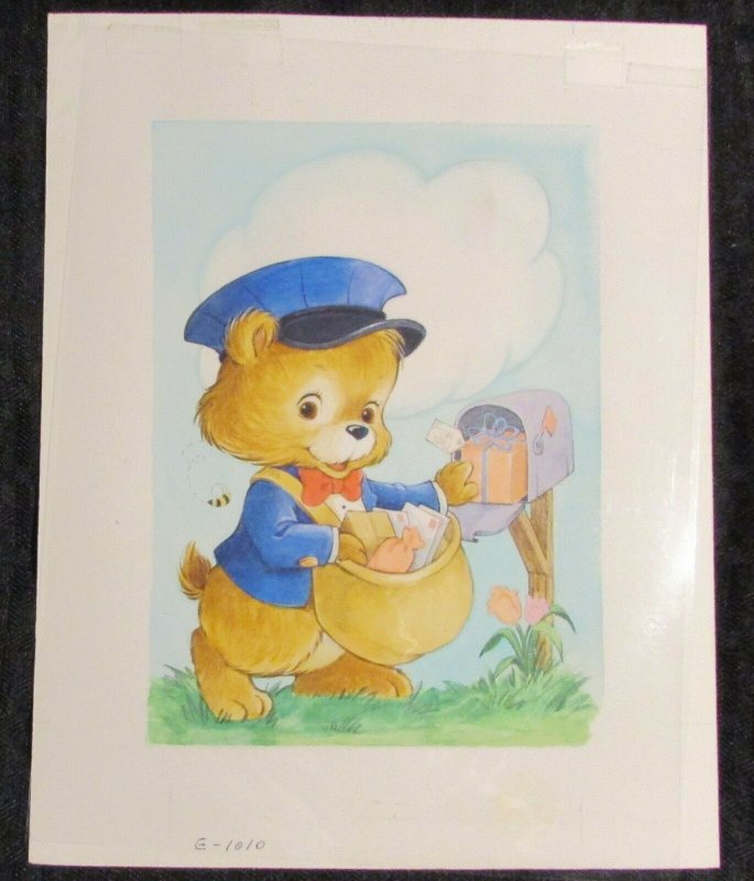 BIRTHDAY Teddy Bear Mailman 2pcs 7.5x9.5 Greeting Card Art #1010 w/ 2 Cards