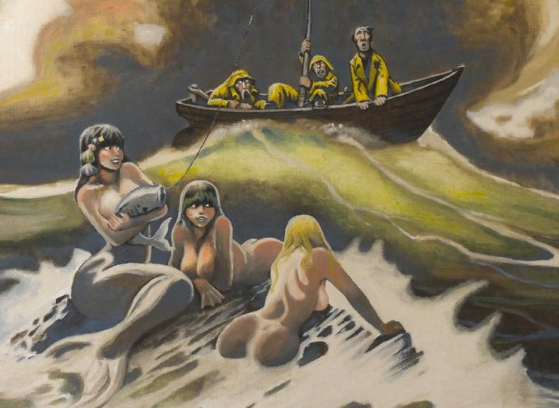 DON MARQUEZ original art, Mermaid, Cover 'CARTUNE LAND', 24x30 canvas, 1986