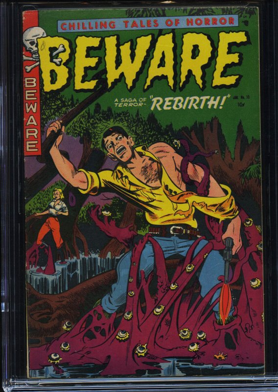 BEWARE #13 (#1) - CGC-6.0, OW-W - Trojan - Pre-code horror - Golden Age
