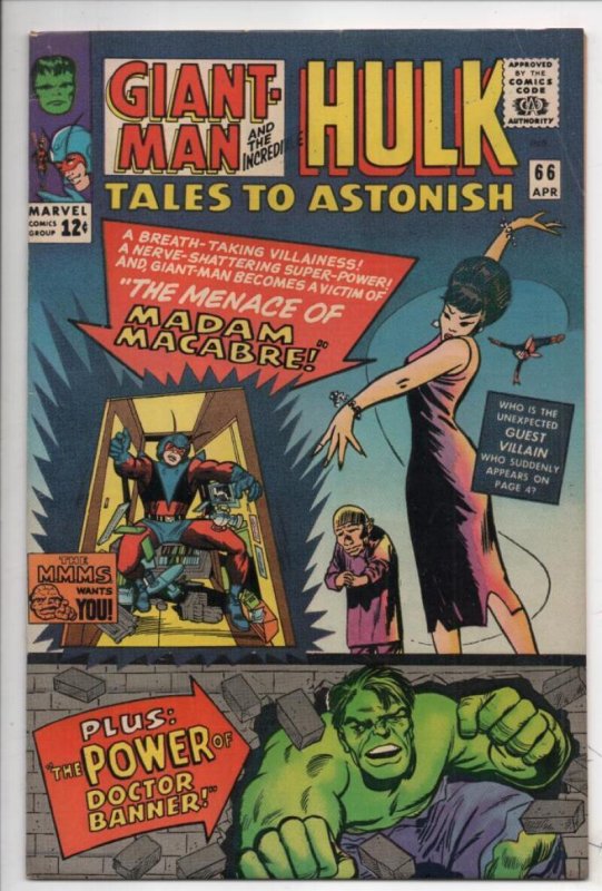 TALES To ASTONISH #66, VF+, Hulk, Madam Macabre, Jack Kirby, Steve Ditko 1965