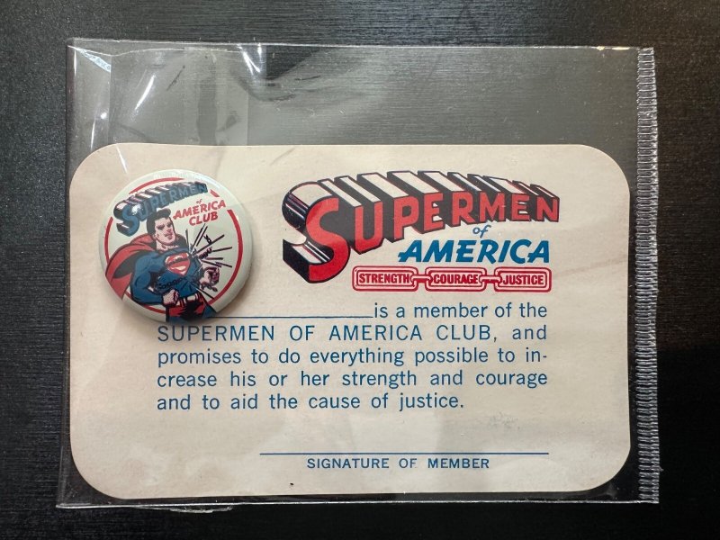 (1966) VINTAGE Superman Golden Records COMPLETE Set! Patch, Button, Card, Comic!