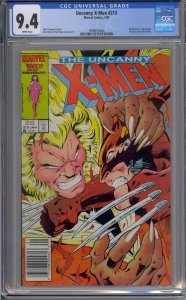 UNCANNY X-MEN #213 CGC 9.4 WOLVERINE VS SABRETOOTH NEWSSTAND WHITE PAGES 