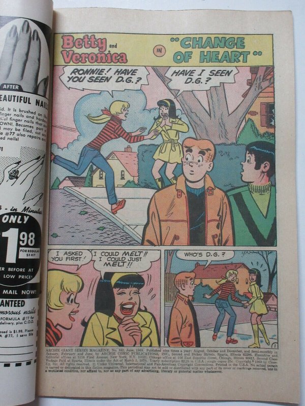 Archie Giant Series #162 (June 1969) Betty and Veronica Spectacular Fine