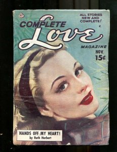 COMPLETE LOVE PULP-NOV 1950-GOOD GIRL ART-PIN UP STYLE! VG