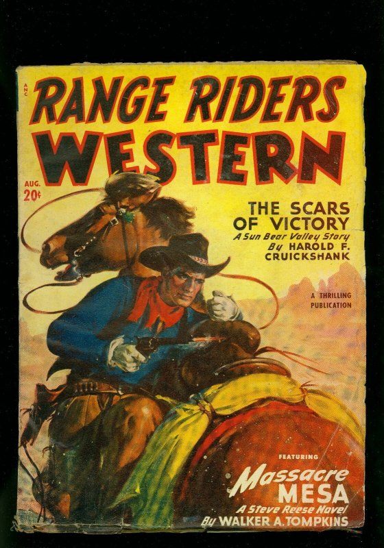 Range Riders Western Pulp August 1950- Steve Reese- Sun Bear Valley VG