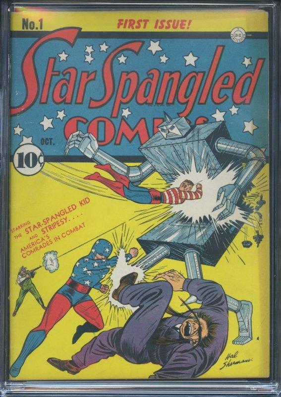 STAR SPANGLED COMICS #1 - CGC-6.5, OW - Robot cover - Golden Age