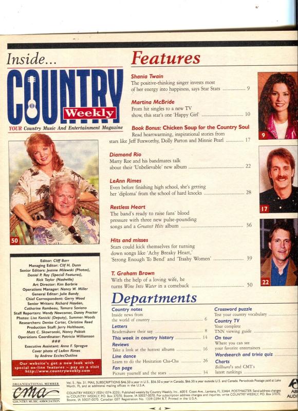 Country Weekly-LeAnn Rimes-Martina McBride-Shania Twain-Aug-1998