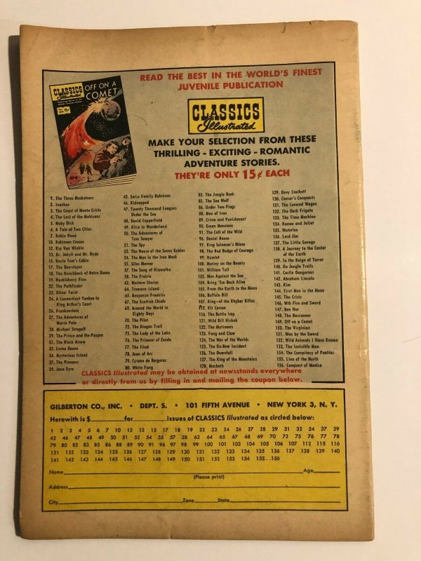 CLASSICS ILLUSTRATED 158 Conspirators Dumas HRN 156 (FIRST EDITION) VG- 