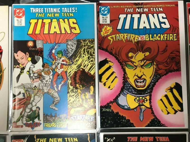 NEW TEEN TITANS 10PC LOT (FN) PEREZ! THE HYBRID! STARFIRE VS BLACKFIRE! 1986-88