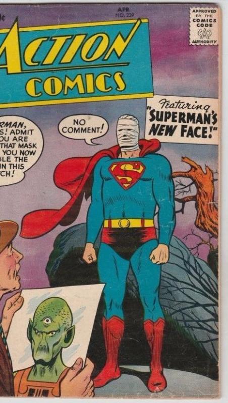 Action Comics 239 Strict 6.5 FN+ Mid-High-Grade(Apr-58) -Superman's New Face !