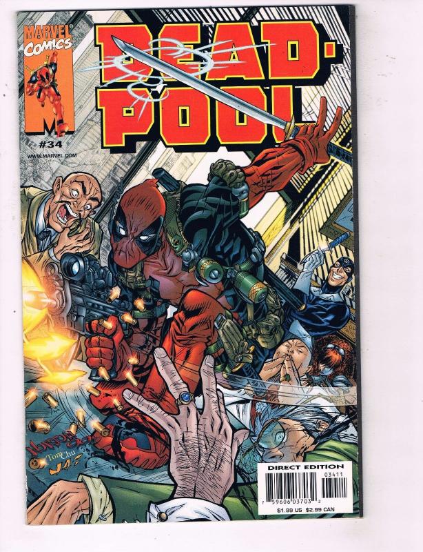 Deadpool # 34 NM 1st Print Marvel Comic Book Cable X-Force Ryan Reynolds BN3