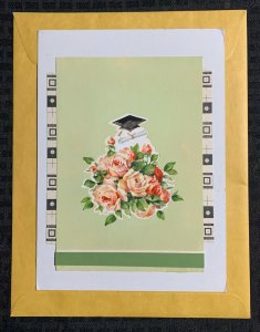 GRADUATION Good Luck Cap with Roses 7x9.5 Greeting Card Art #G-4401