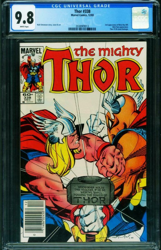 THOR #338 CGC 9.8 2nd BETA RAY BILL-MARVEL 2038909013