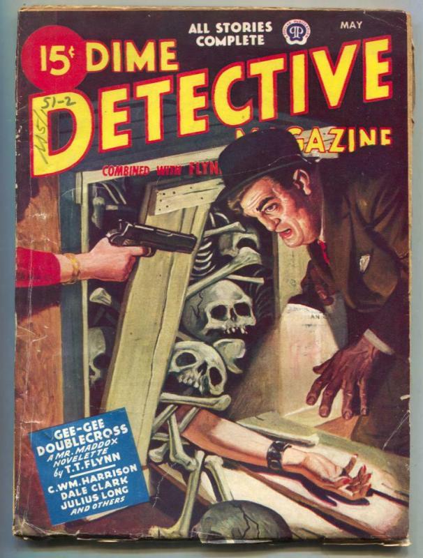 Dime Detective Pulp May 1944- Mr Maddox- Skull cover 