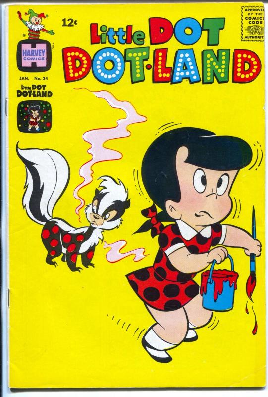 Little Dot Dotland #34 1969-Harvey-early edition-skunk cover-FN