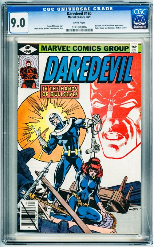 Daredevil #160 (1979) CGC 9.0! crack bottom and front of slab