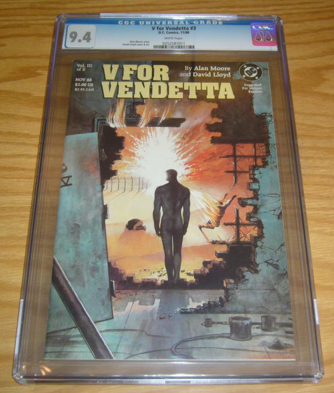 V For Vendetta #3 CGC 9.4 alan moore - david lloyd - dc comics 1988