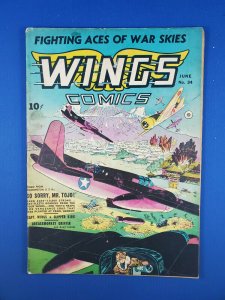 WINGS COMICS 34 VG+ WW2 MT FUJI CVR 1943 FICTION HOUSE