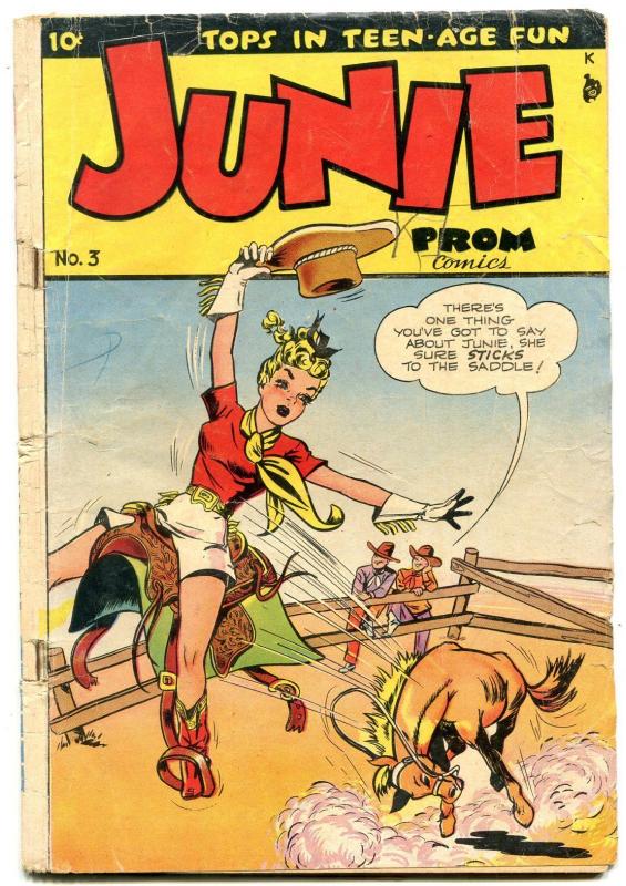 Junie Prom #3 1948- Spicy western cover- Teen humor obscure G-